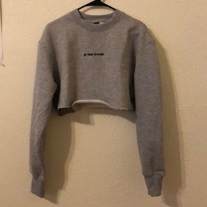 Jessica Olie’s cropped grey sweatshirt NWT sage